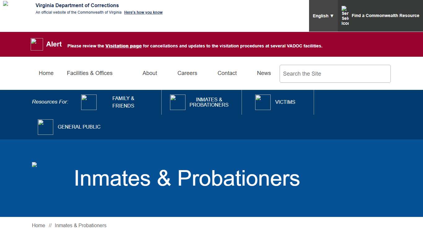 Inmates & Probationers — Virginia Department of Corrections