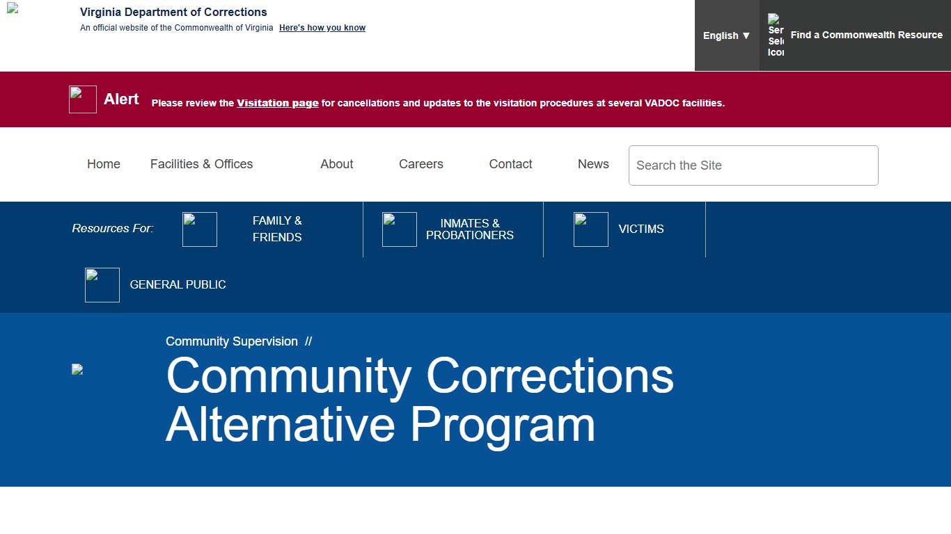 Community Corrections Alternative Program — Virginia Department of Corrections
